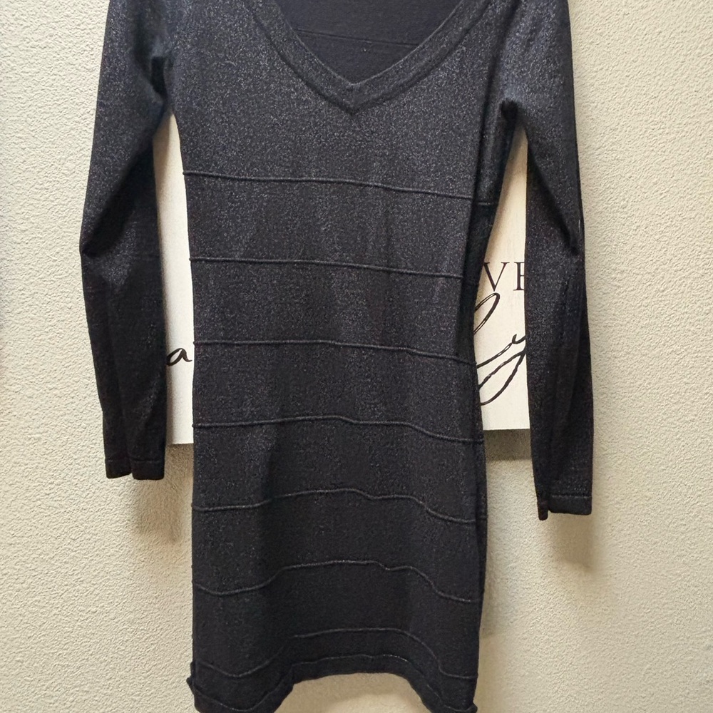 Guess Shimmering Black Long Sleeve Dress